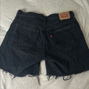 Levi's Charcoal Denim Frayed Shorts